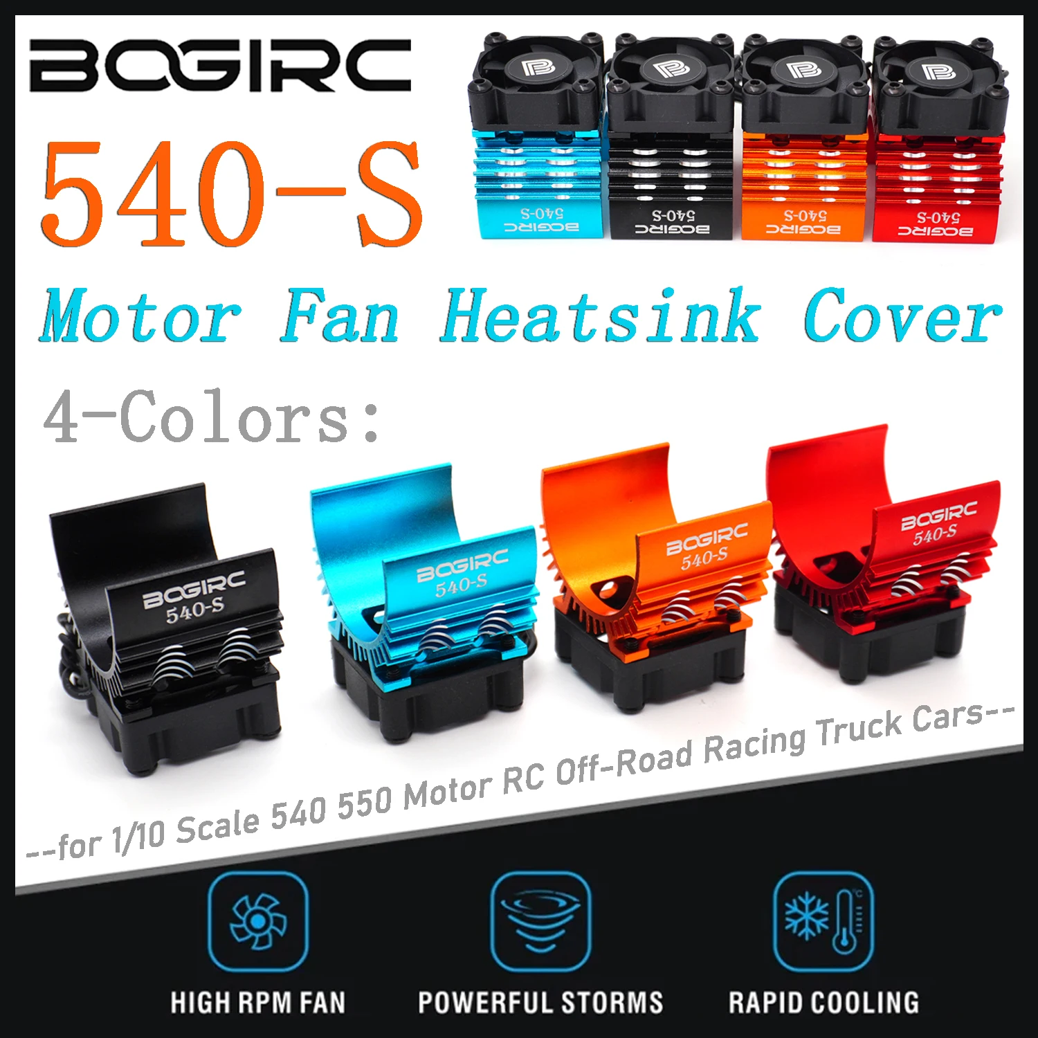 BOGIRC 540-S Motor-Kühlkörperabdeckung mit 30 x 30 mm 28000 U/min 8,4 V Lüfter für 1/10 540 550 Motor RC Off-Road Racing Truck Cars