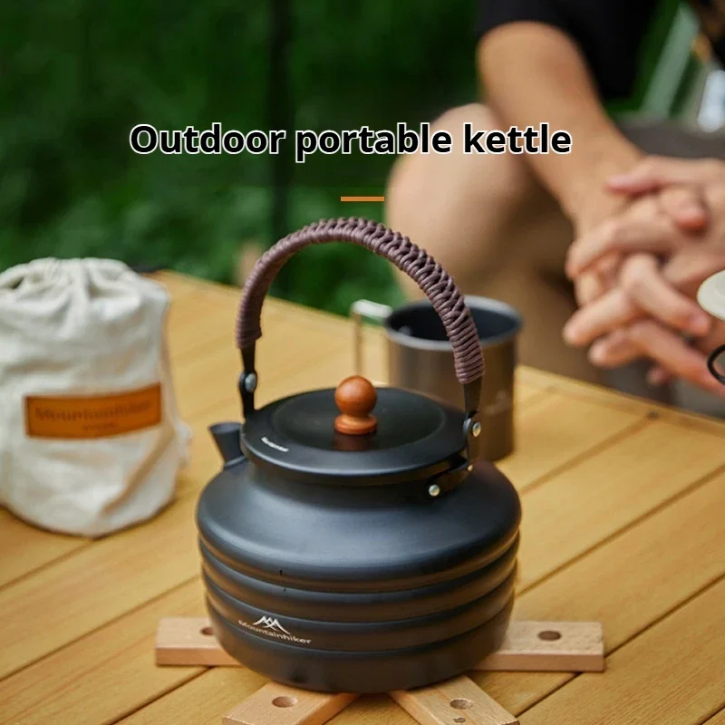 Outdoor Camping Kettle Portable Mini Aluminum Alloy Teapot Camping Anti Slip Anti Scald Handle Tea Kettle Indoor Travel Supply