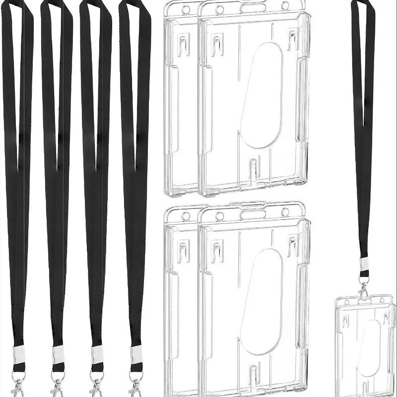 Card Sleeve Horizontal and Vertical Dual-purpose Transparent Certificate Lanyard Double Card Position Certificate Office Supply