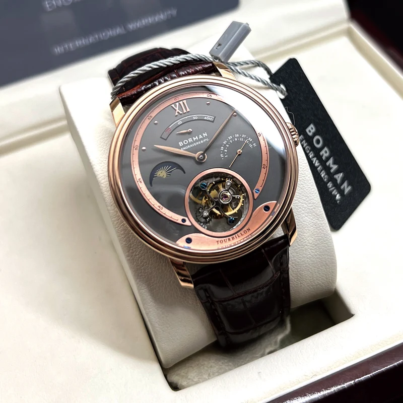 

BORMAN настоящие наручные часы с турбийоном, роскошные мужские часы Seagull ST8007, механические часы, мужские часы с календарем, ручные ветровые часы