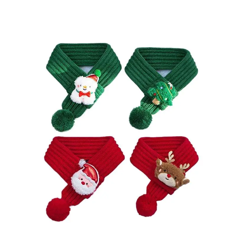 Christmas Dog Knitted Scarf Collar Santa Claus Adjustable Dog Bandana Scarf Festival Lightweight Small Dog Accessories - view 6