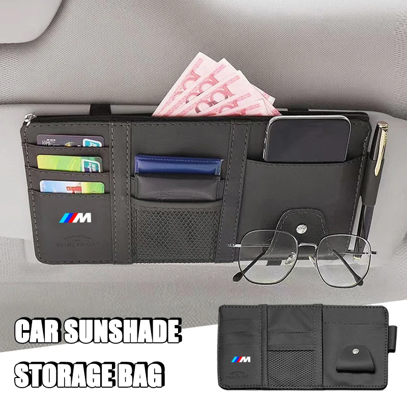 

Car Sun Visor Mutil-Pocket Storage Organizer Auto Interior Accessories For BMW M E30 E39 E46 E90 E93 E60 F10 M5 M6 M7 X4 X5 X1