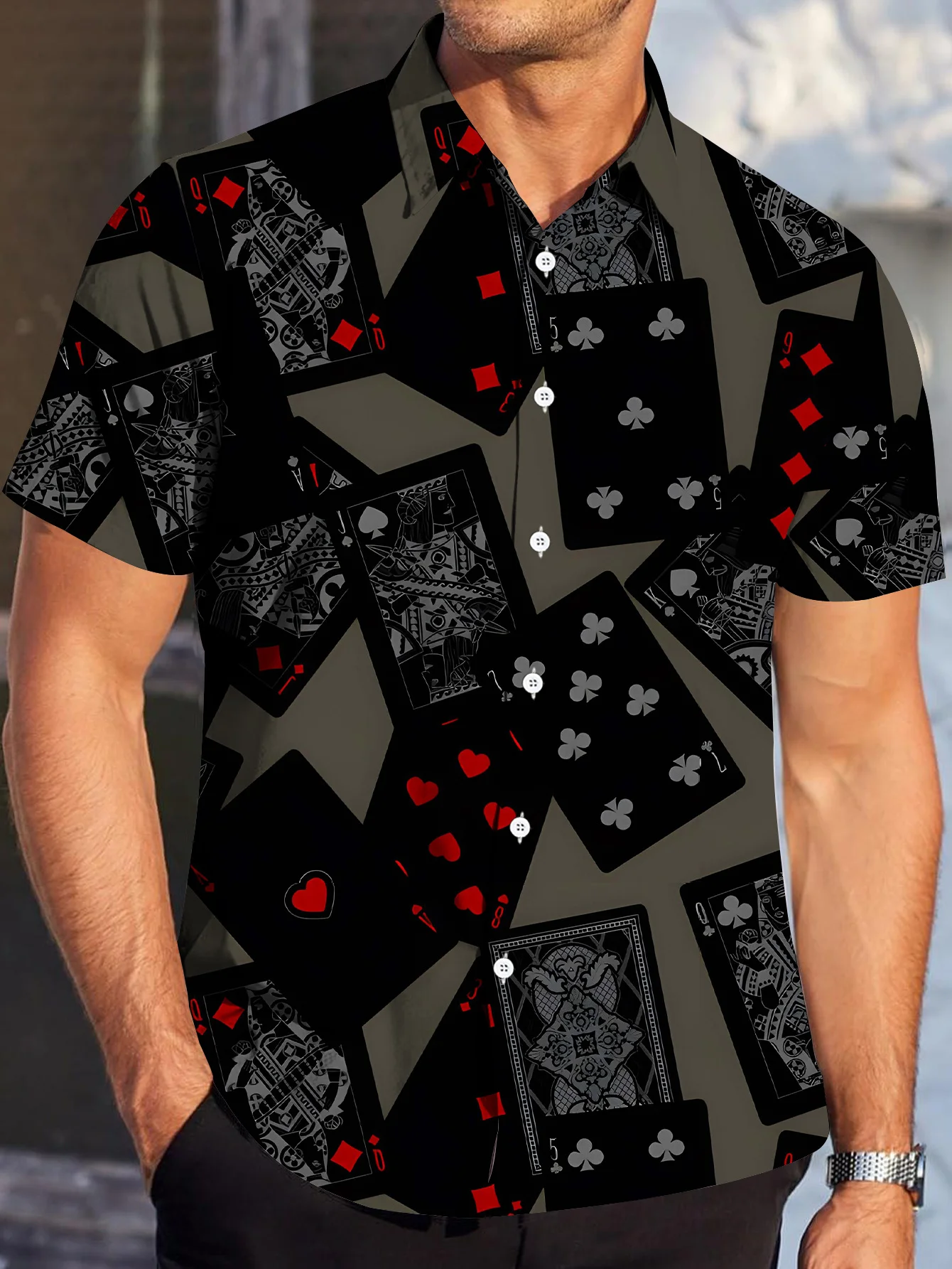 

Hawaiian Men's Casual Fashion Short Sleeve Shirt New Pattern Novel Color Bright and Versatile