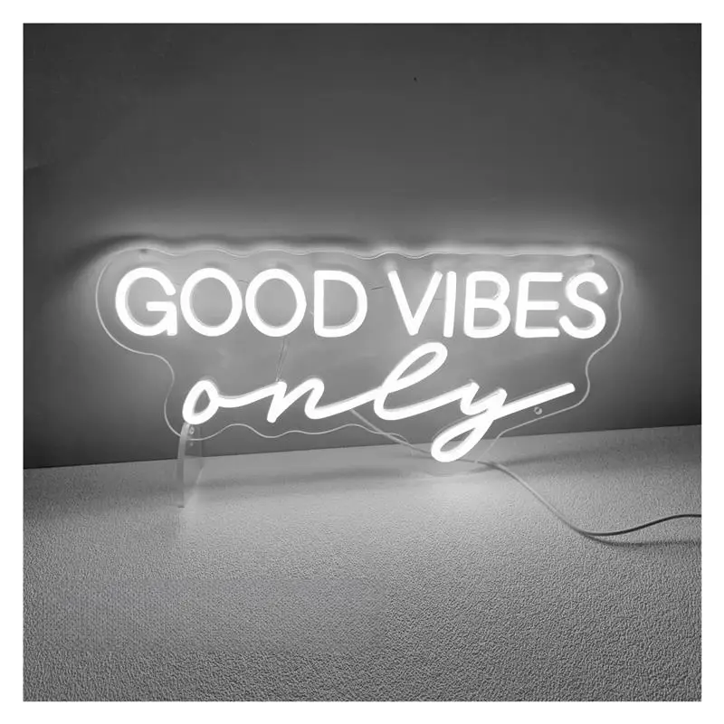 Good Vibes Only Neon Sign Room Wall Decor Light Dimmable For Bedroom Party Birthday Wedding USB Powered 45cmx20.7cm