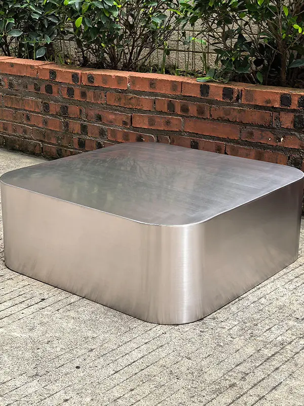 & Stainless Steel Square Rounded-Edge Display Stand Support Column Brushed Natural Finish Load-Bearing 100-200kg for Desk Legs