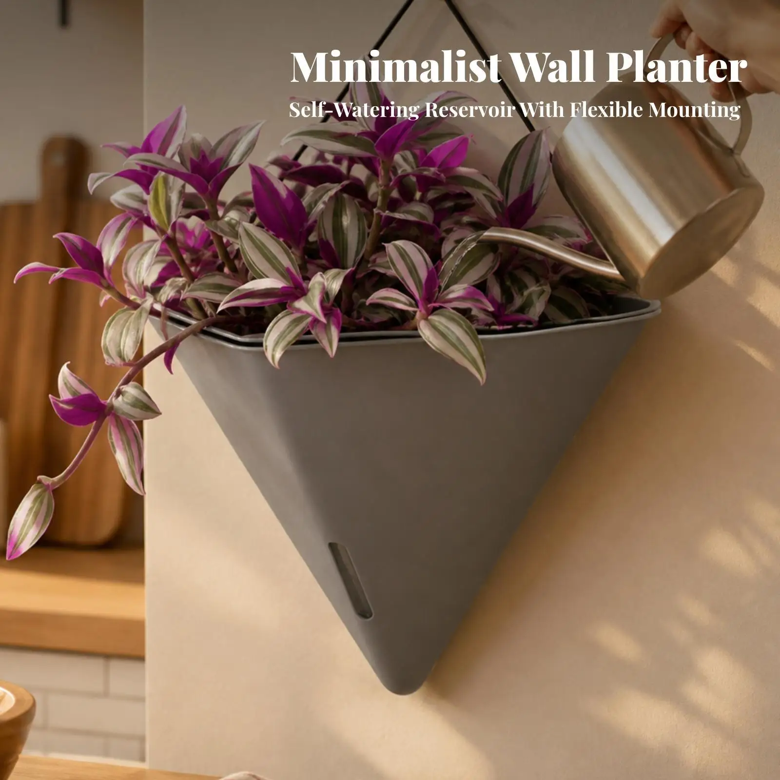 Wall Hanging Planter Pot Self Watering Flower Pot with Sturdy Cord for Indoor Outdoor Garden Patio Balcony Decor