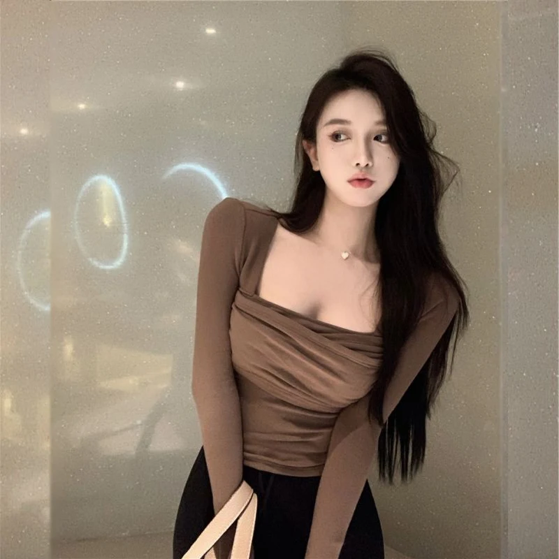 

Женская базовая футболка больших размеров Pure Desire, осенне-зимняя, приталенная, с уникальным дизайном, для ношения под одеждой, большие размеры, базовая одежда S...