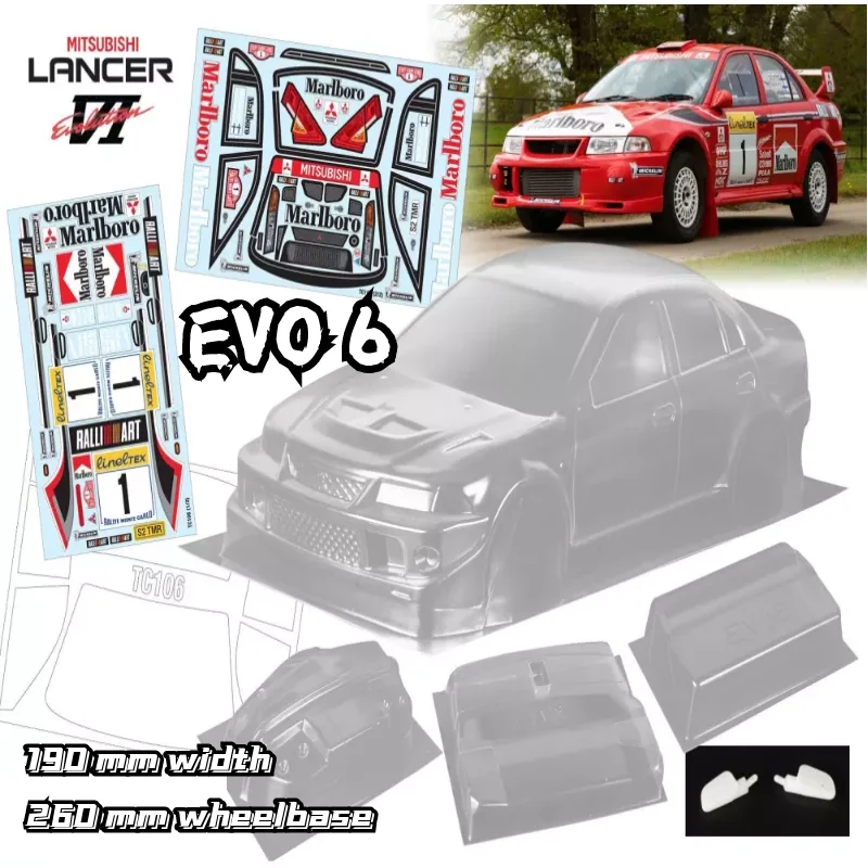 1/10 Lancer Evolution EVO 6 Ⅵ RC PC body shell 190mm width Transparent no painted drift body shell forRC hsp hpi trax mst Tamiya