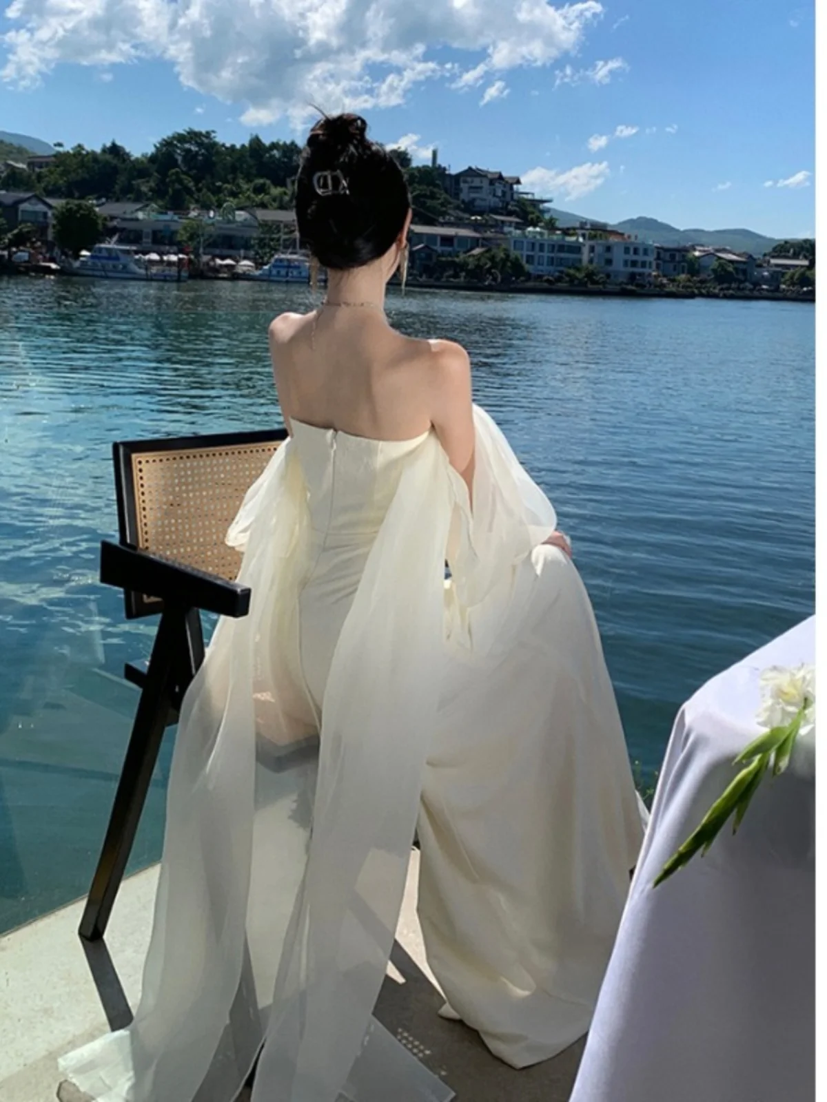 Ele One-oulder Morning Robe Wedding Dr for Women Host Long Gown Ele Off-oulder Bridesmaid Dr