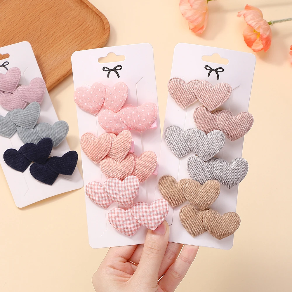 

6pcs/set Solid Heart Designs Elegant Hair Clips Cute Headwear Mini Clips Kids Girls Outdoor Wear Lovely Hair Accessories Gifts