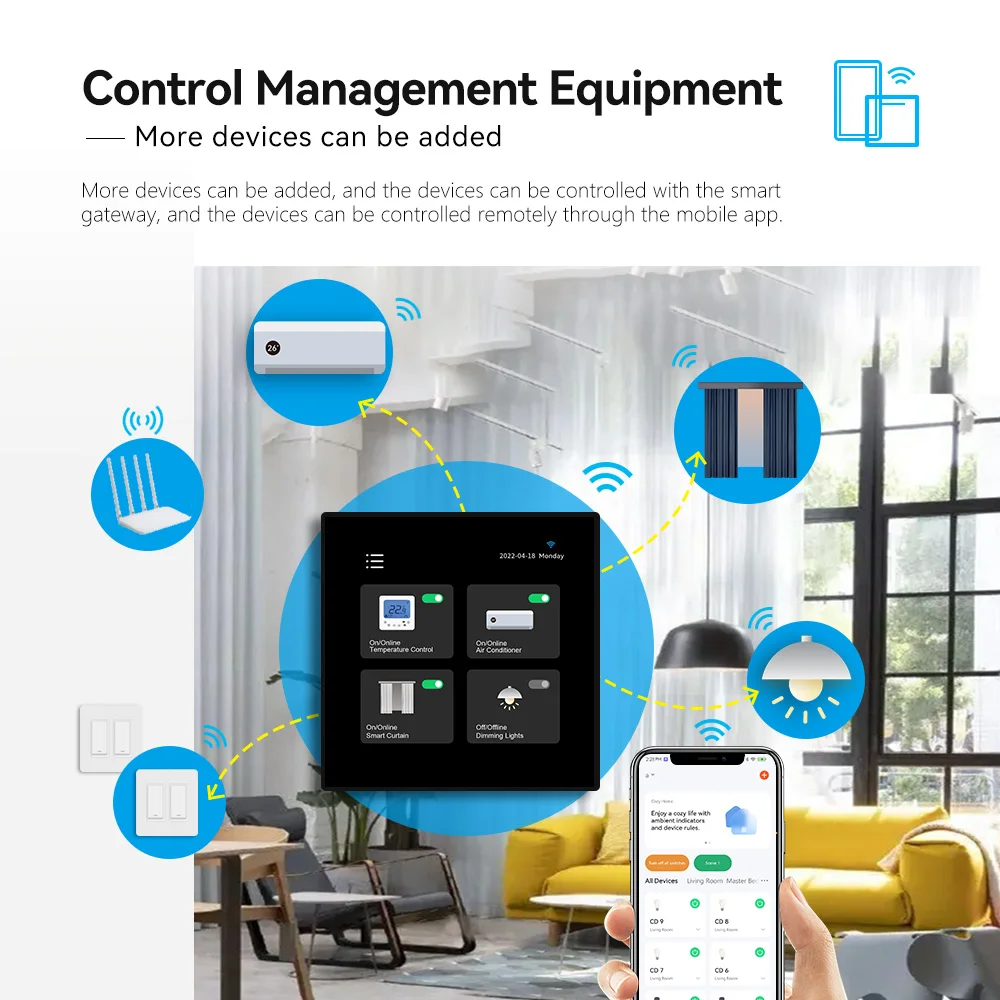 T8E Factory Wholesale Tuya Smart Home Zigbee Gateway 4inch Tuya Smart Central Control Panel