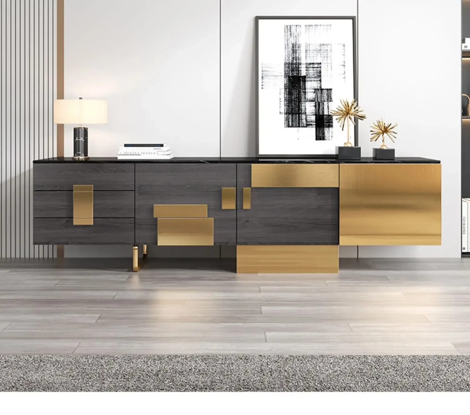 

Nordic light luxury TV cabinet coffee table combination modern simple TV cabinet