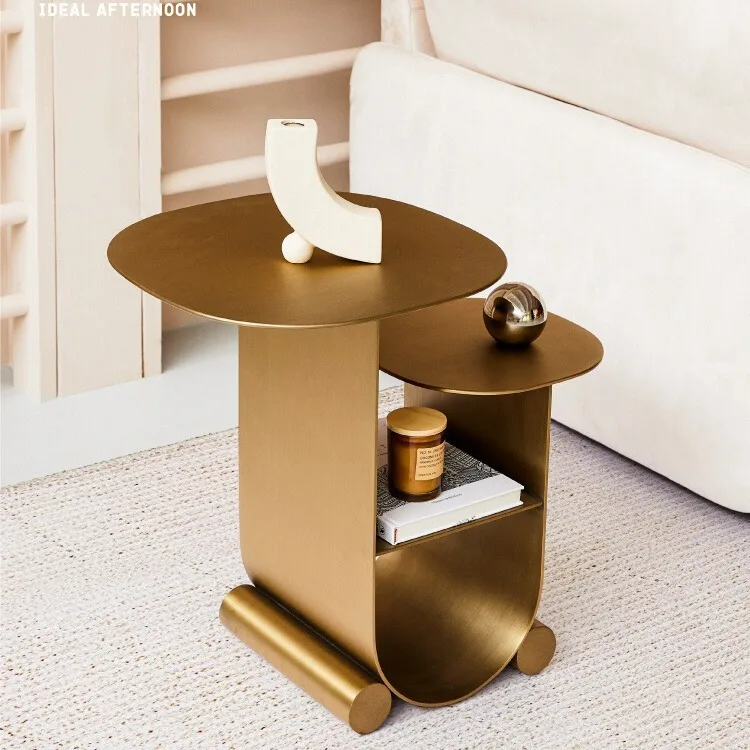 Modern simple stainless steel metal sofa balcony corner few small apartment coffee table table