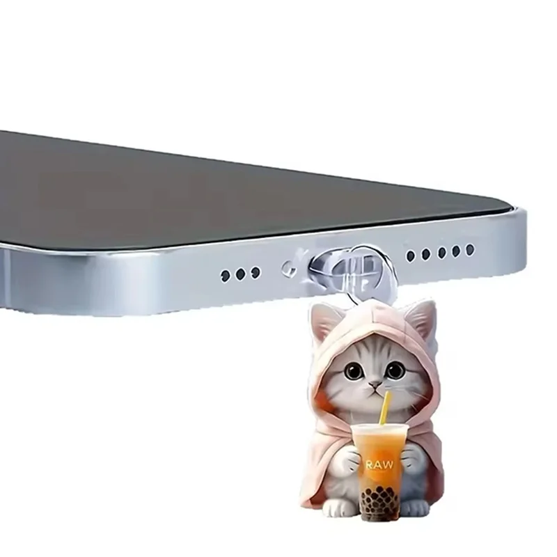 

Mobile Phone Dust Plug Cute Cartoon Cat Design Phone Charging Port Protector For Universal Type C Port Dust Protection Stopper