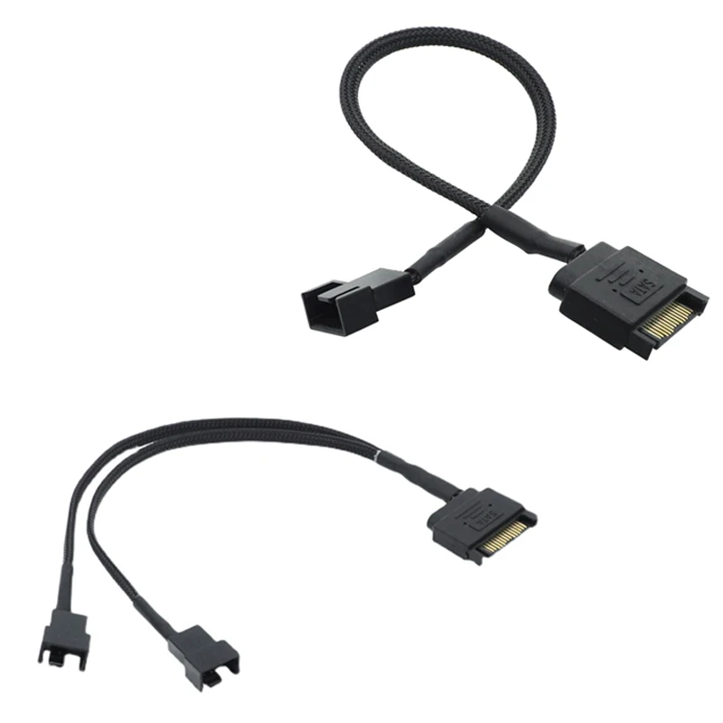 1PCS SATA 15 Pin to 1/2 Cooling Fan Interface 3 Pin/4 Pin Laptop Motherboard CPU Fan Extension Cable Adapter Cable