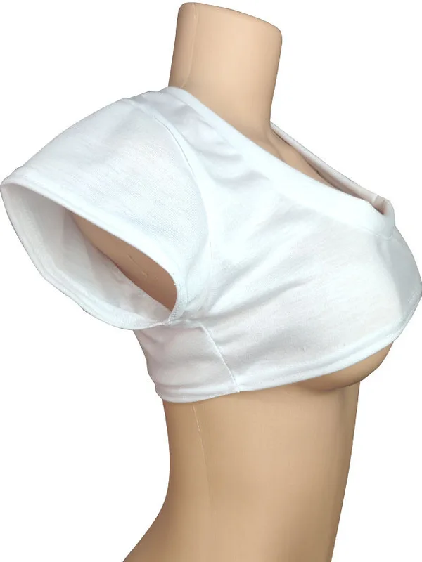 Sexy ort Crop Top Dames Lage Borst f Borst ort T-shirt Leuke Zomer Casual Kleur rond Ne ort Sve Tee