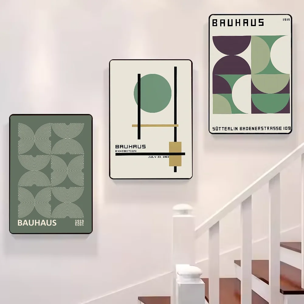 ملصق أنيمي حديث بخطوط خضراء من باوهاوس، جدار لاصق عالي الدقة مقاوم للماء، غرفة المعيشة المنزلية، غرفة النوم، ديكور جمالي