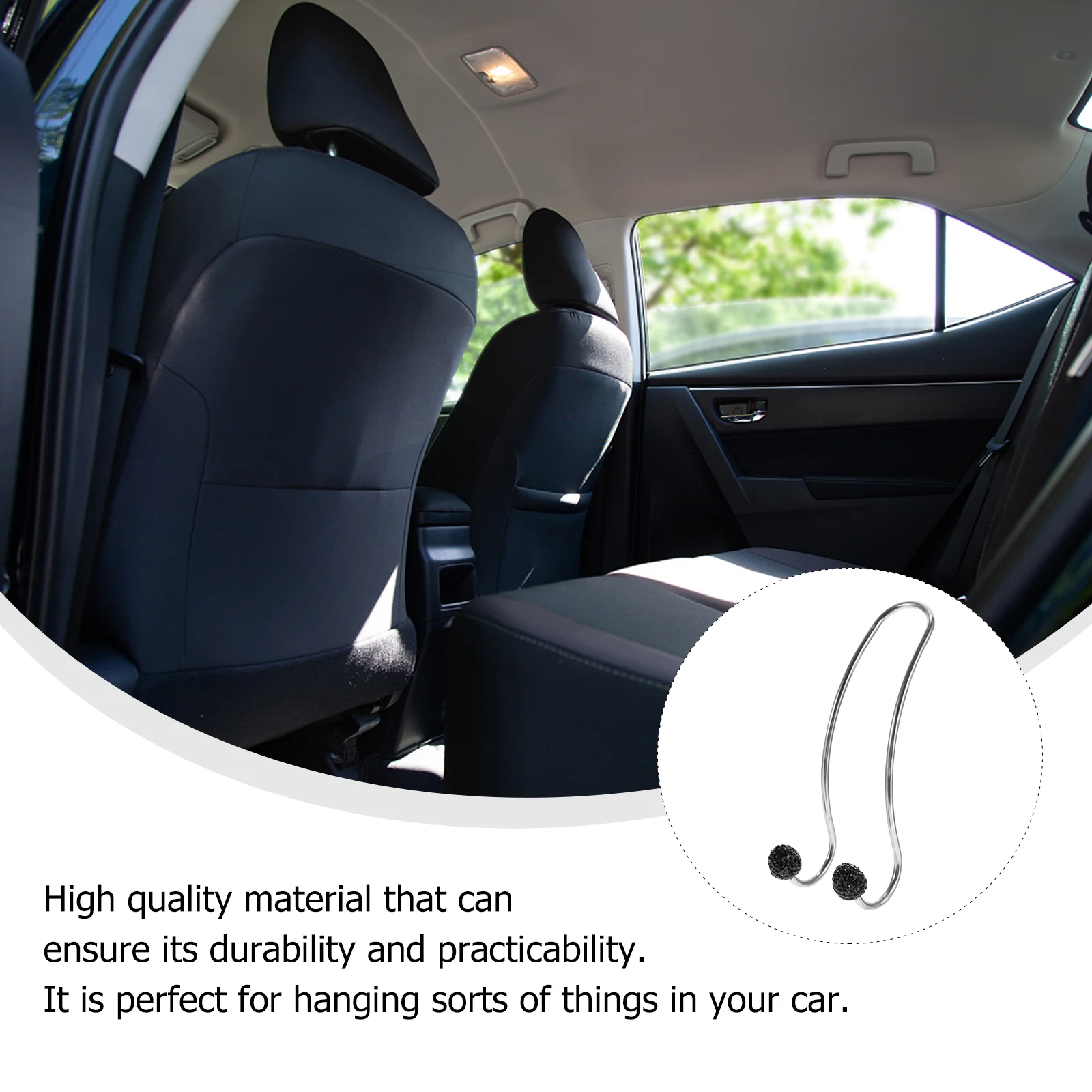 2 PCS Hook up Car Storage Hooks Back Seat Hanger Diamond Holder Multi-functional Stainless Steel Hanging