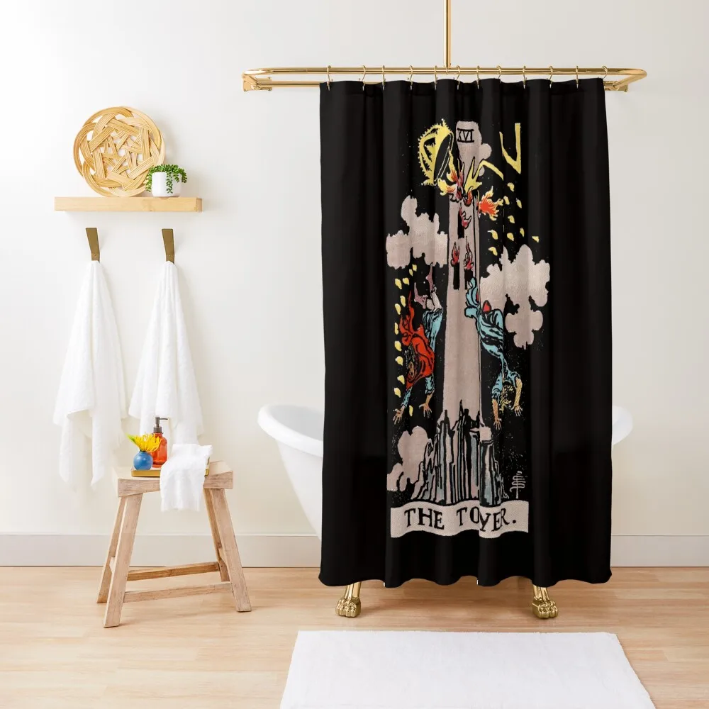 

Tarot Card : The Tower Shower Curtain Bathtub Curtain Bathroom Accessory