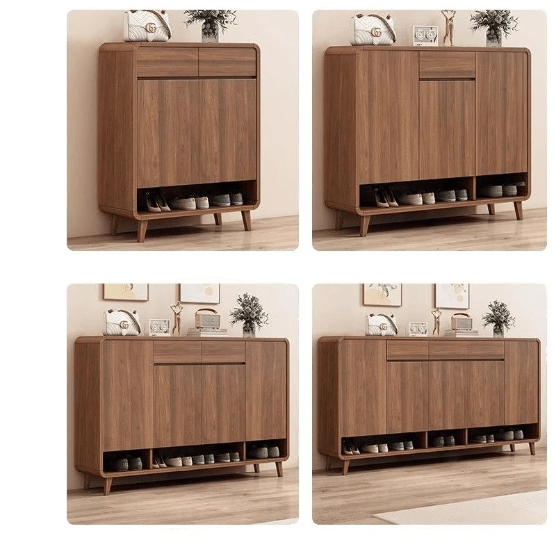 

All solid wood shoe cabinet indoor door storage and heightening integrated large-capacity Nordic household