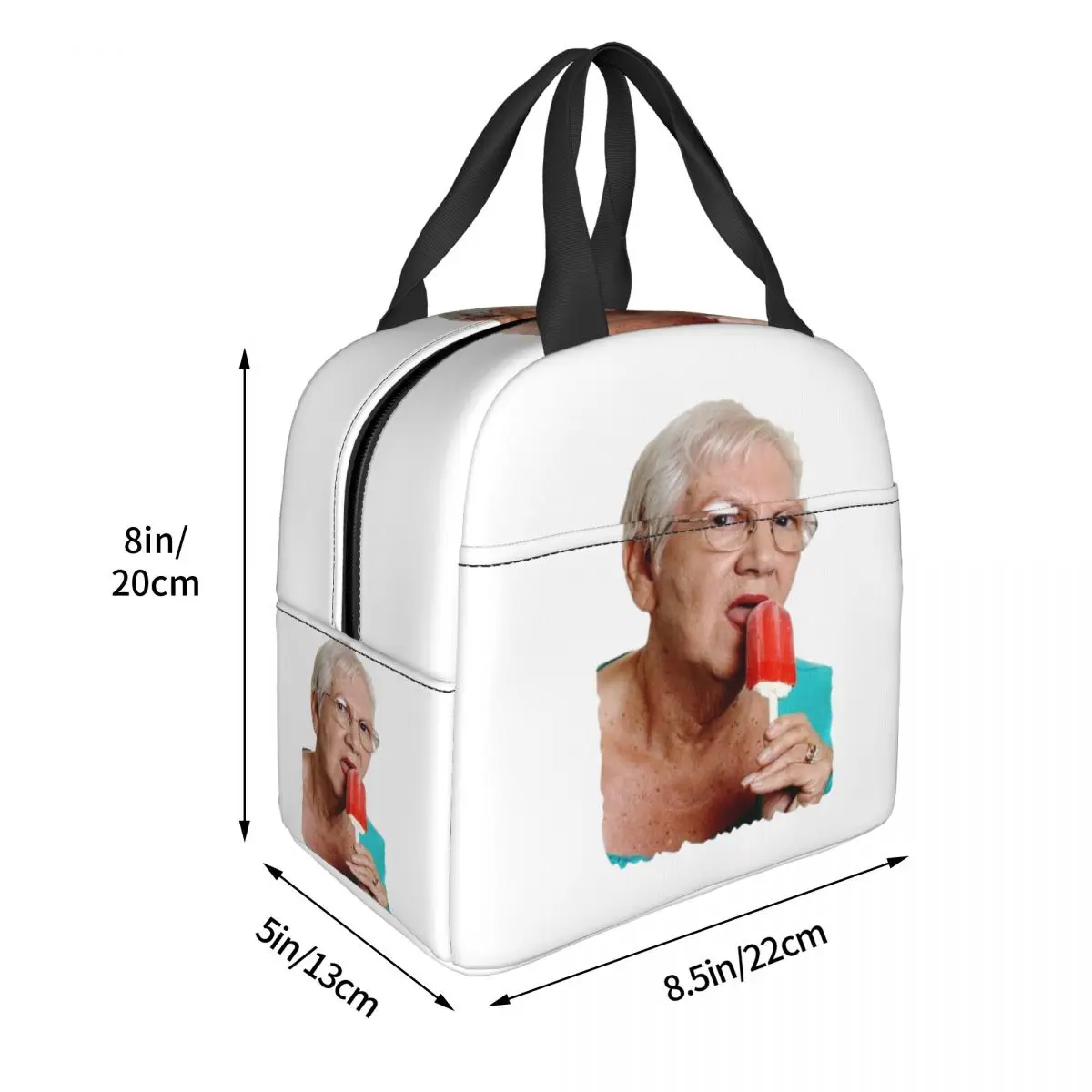 Grandma Granny Ice Cream Lunch Bags Insulated Bento Box Lunch Tote Resuable Picnic Bags Thermal Bag for Woman Girl Office