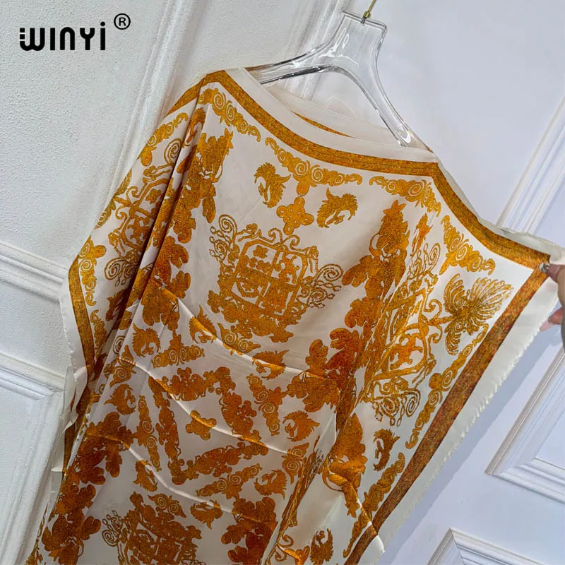 WINYI summer dresses sexy african women free size dress boho print beach wear party dresses Femme kaftan Muslim beach cover ups