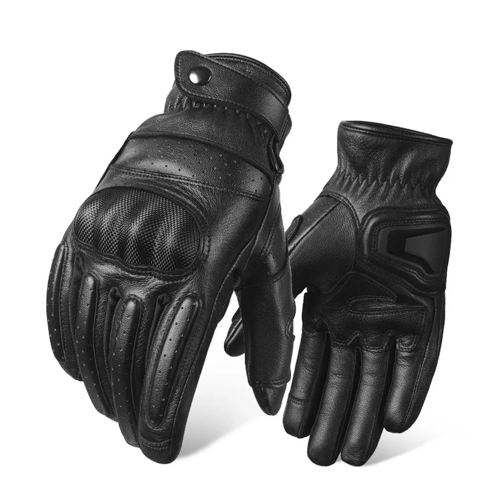 

Man Leather Motorcycle Gloves Summer Breathable Men Women Full Finger Motos Motocross Non-slip Protective Riding Gloves