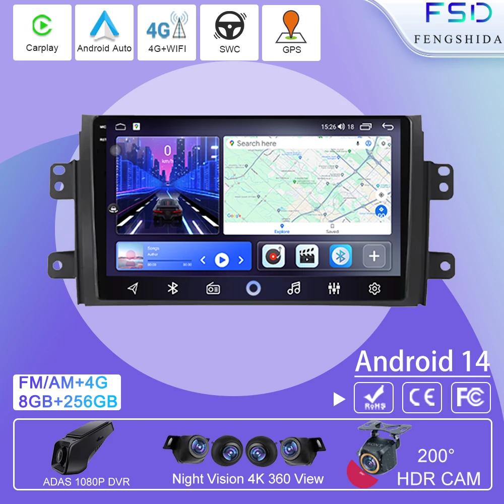 

Android Car Radio For Suzuki SX4 2006 - 2013 For Fiat Sedici 2005 - 2014 Car Multimedia Player Navigation Carplay NO 2 din DVD