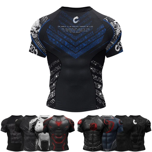 Imagen 1 del producto Cody Lundin No gi Bjj jiu jitsu kickboxing entrenamiento Rashguard poliéster LICRA compresión sublimación deportes hombres camisetas