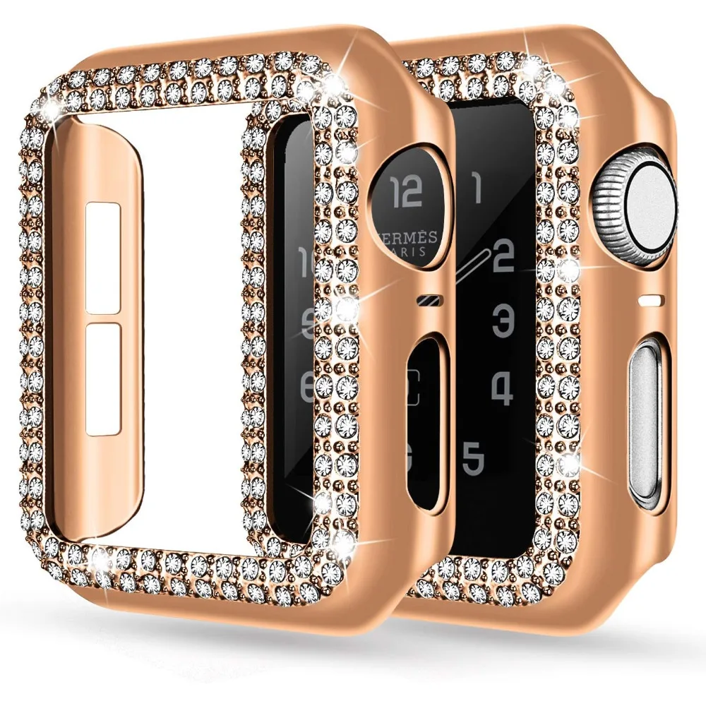 Case for Apple Watch 9/8/7 41mm 45mm Bling Rhinestone Women Protective Case Bumper Frame Cover iWatch Series 40mm 44mm 6/5/4 SE