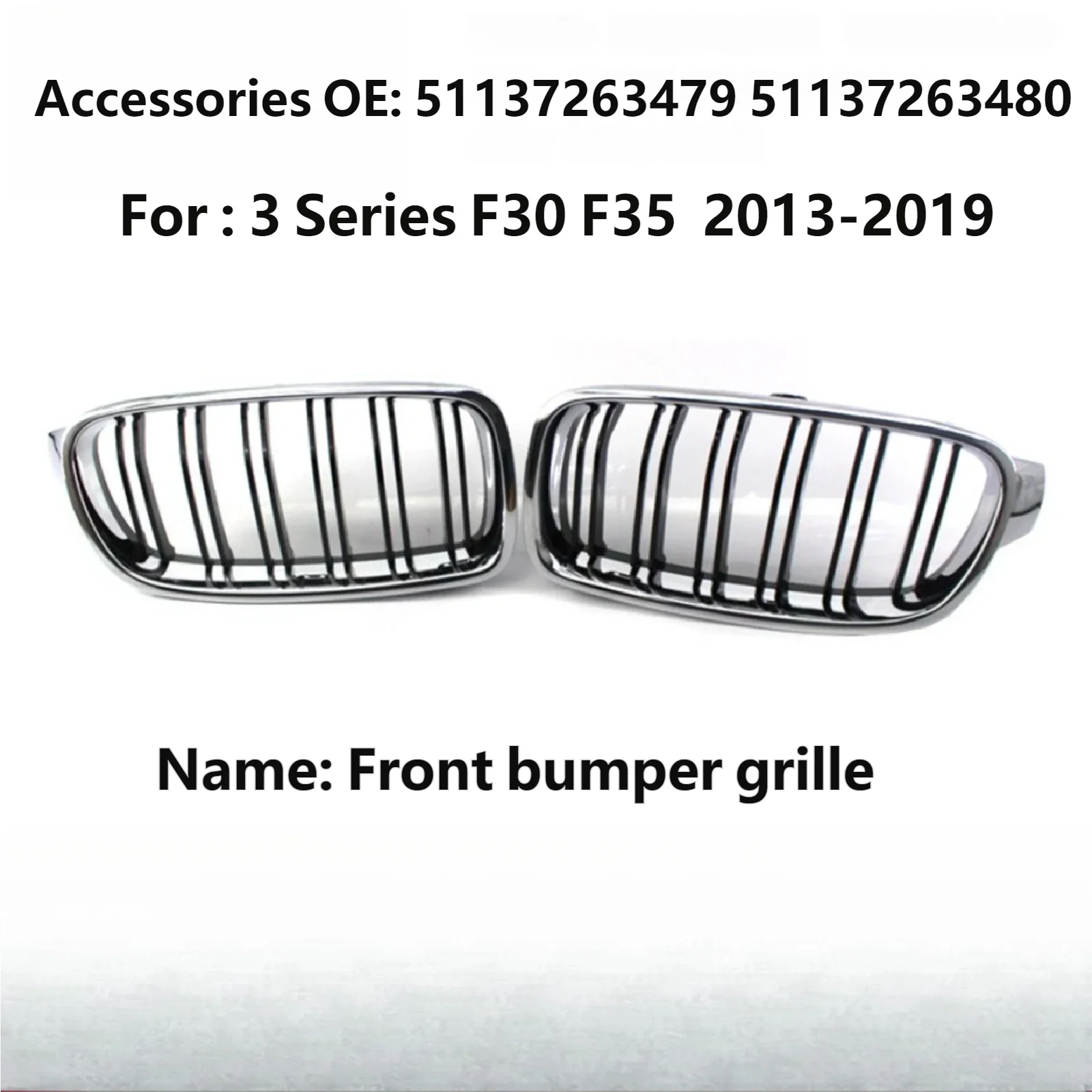 

Для BMW 3 серии F30 F35 2013-2019: Глянцевая черная решетка радиатора с гальваническим покрытием и двойной линией, детали для модификации автомобиля