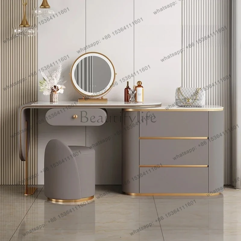 

XX39Mirror Lights Chair Vanity Table Stool Bedroom Makeup Modern Luxury Dressing Table Storage Drawer Penteadeira Quarto Furnitu