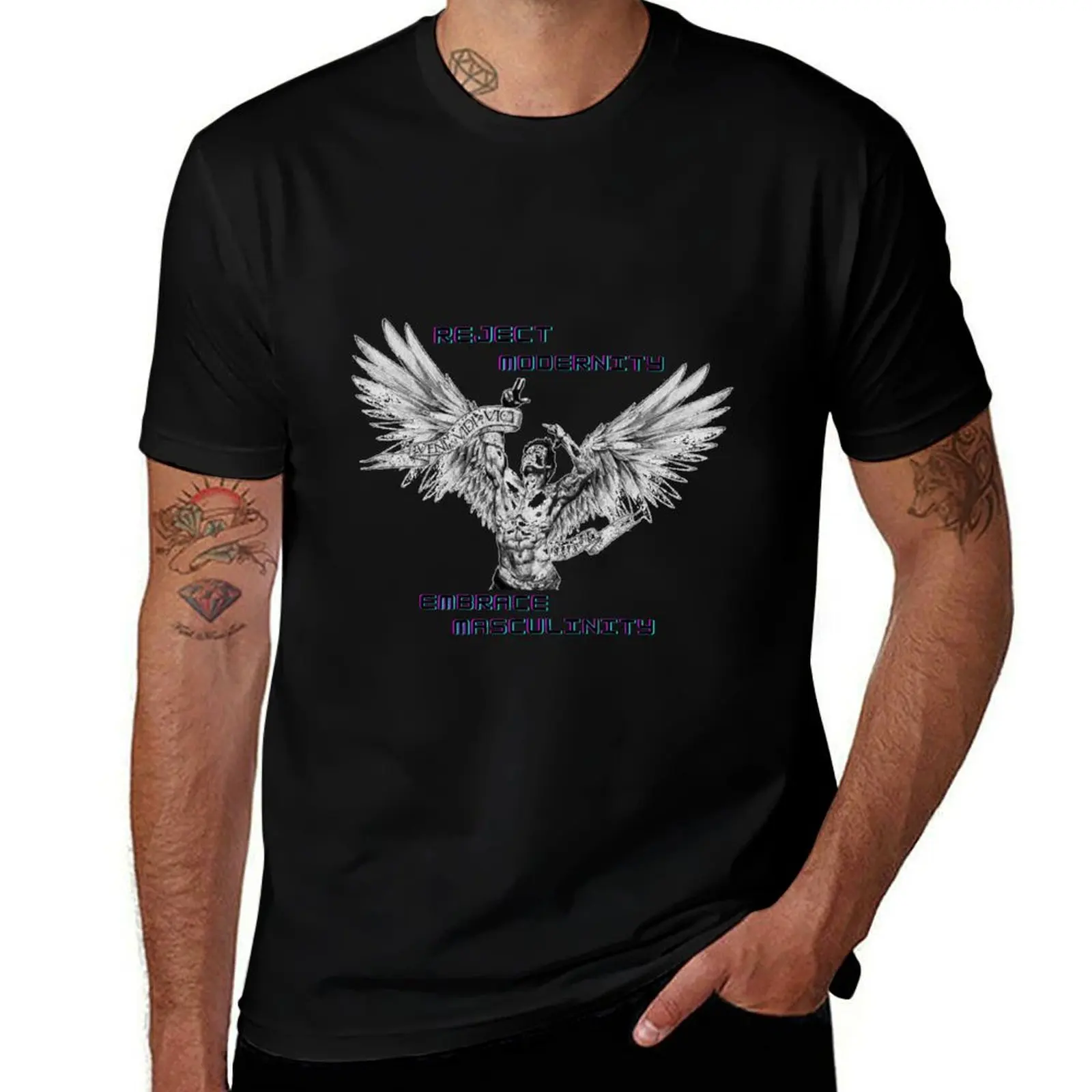

Reject Modernity Embrace Masculinity T-Shirt Odor Resistant Short Sleeve Top