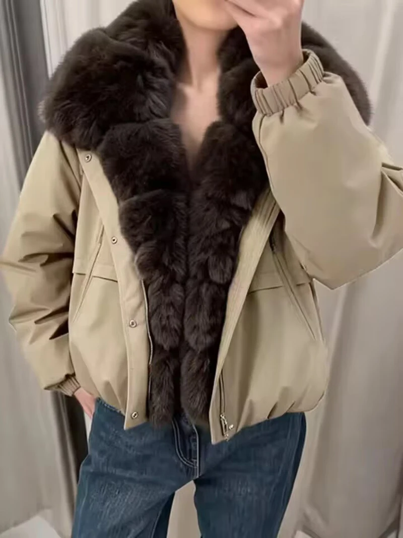 ZADORIN 2026 Detachable Faux Fur Collar Short Parka Winter Jackets Women Elegant Loose Cotton Padded Outerwear Warm Women Coats