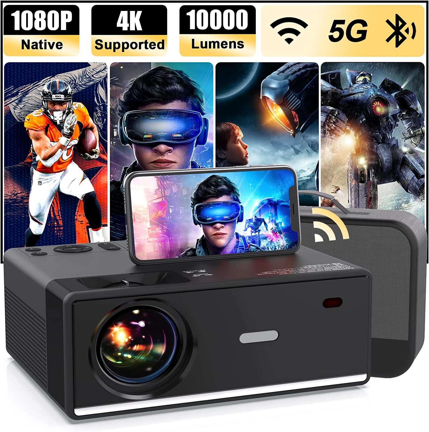 YERSIDA projektor P3 smart tv 1080P projektor WIFI natywny 10000 lumenów LED kino domowe projektor Beamer dla androida iPhone 4K