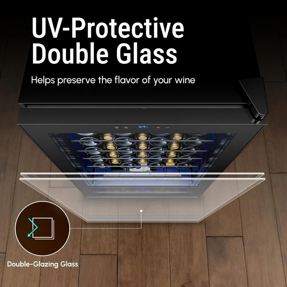 Холодильник для вина — холодильник для вина на 46 бутылок, 38–65 лет ℉   Цифровое управление с двойной стеклянной дверью и светодиодной подсветкой, отдельно стоящим или встроенным