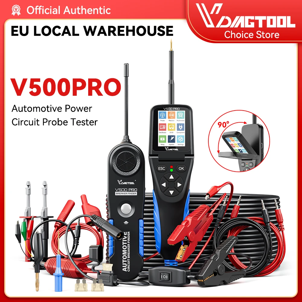 2026 VDIAGTOOL V500PRO 12V/24V Kit de sondes logiques et de circuits d'alimentation pour automobile, Testeur de circuits de voiture, Multimètre, Oscilloscope automobile, Test de relais et d'injecteurs de carburant