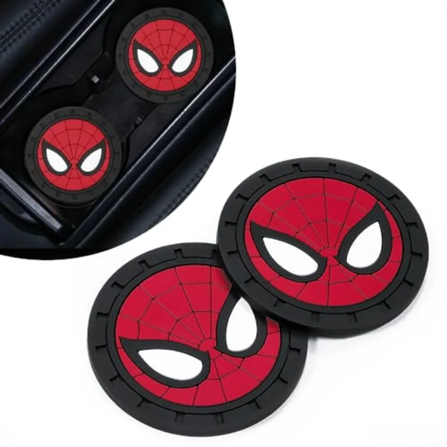 

Spider Man Car Cup Holder Coasters for Marvel Fans, The Spider Man Car Coasters for Car Cup Holder Insert, Silicone Non-Slip Ca