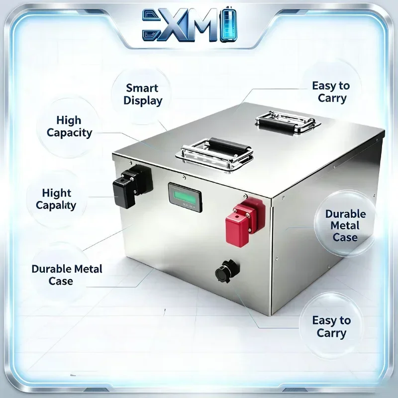 72V Rechargeable Li-ion Battery Pack 60Ah to 300Ah With Bluetooth BMS 2000W-8000W Deep Cycle Power Supply For Electric Motor