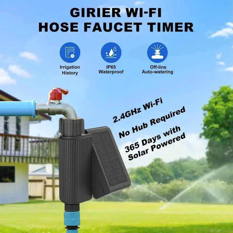 Tuya WiFi Solar Water Timer Valve Sprinkler Controller IP65 APP Remote for Garden