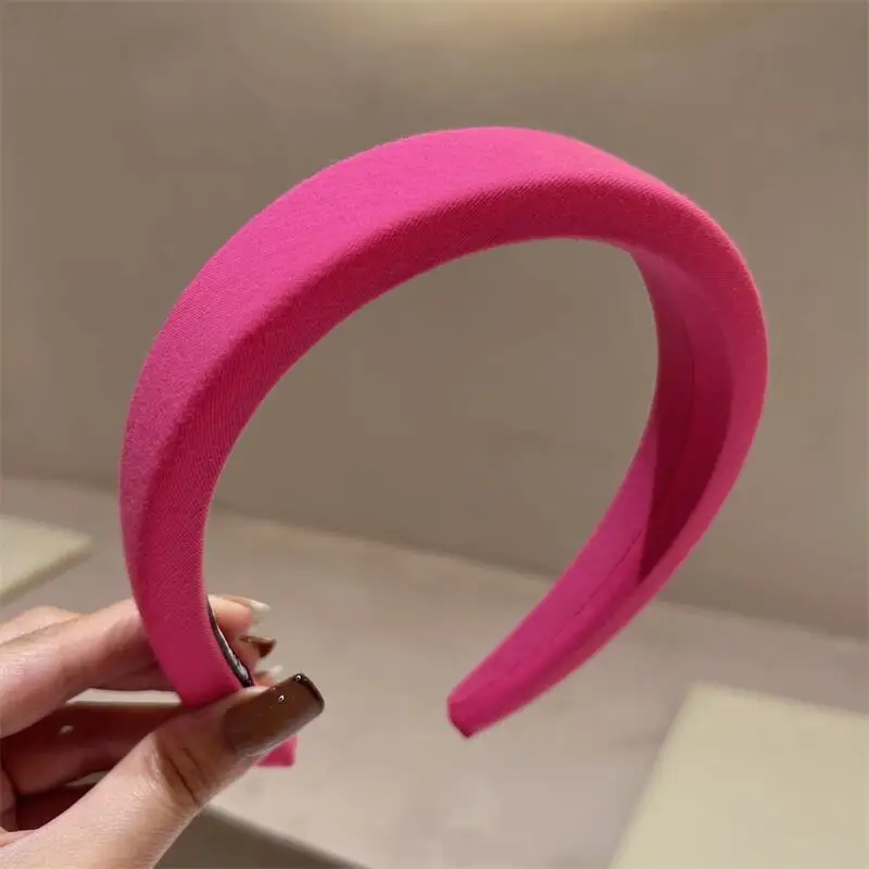 Sweet Pink Wide-brimmed Sponge Hair Band for Women Hot Fashion Headband Tweed Fabric Hoop Hairband Y2k Girls Hair Accessories