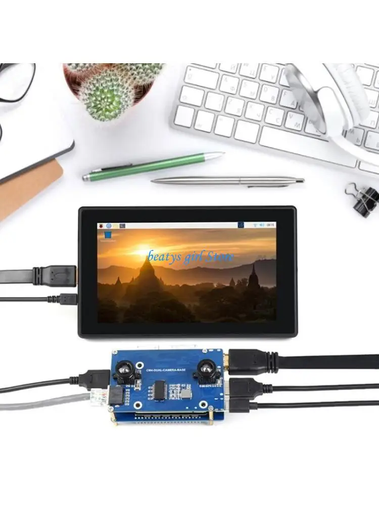 

C7AB Binocular Camera Base Board Expander Double 8MP Camera Development Board Replacement for RPi Compute Module 4