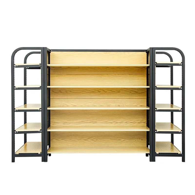Wood Grain Store Convenience Store Snack Storage Shelf Supermarket Display Rack