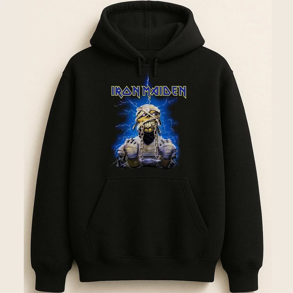 Iron Maiden Eddie Mascot Graphic Print للرجال والنساء فضفاض دافئ هوديي كاجوال للخريف والشتاء موضة فاخرة