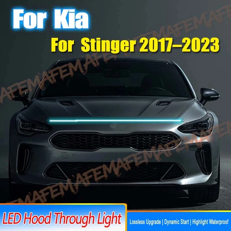 Car Engine Hood Decorative Light Bar Waterproof DRL LED Strip For Kia Stinger 2017-2023 Daytime Running Light Start-Scan