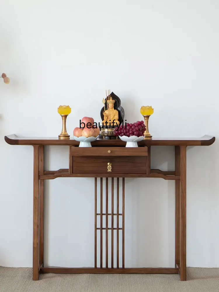 

Walnut Incense Burner Table Altar Living Room Buddha Shrine New Chinese Middle Hall a Long Narrow Table Household Solid Wood