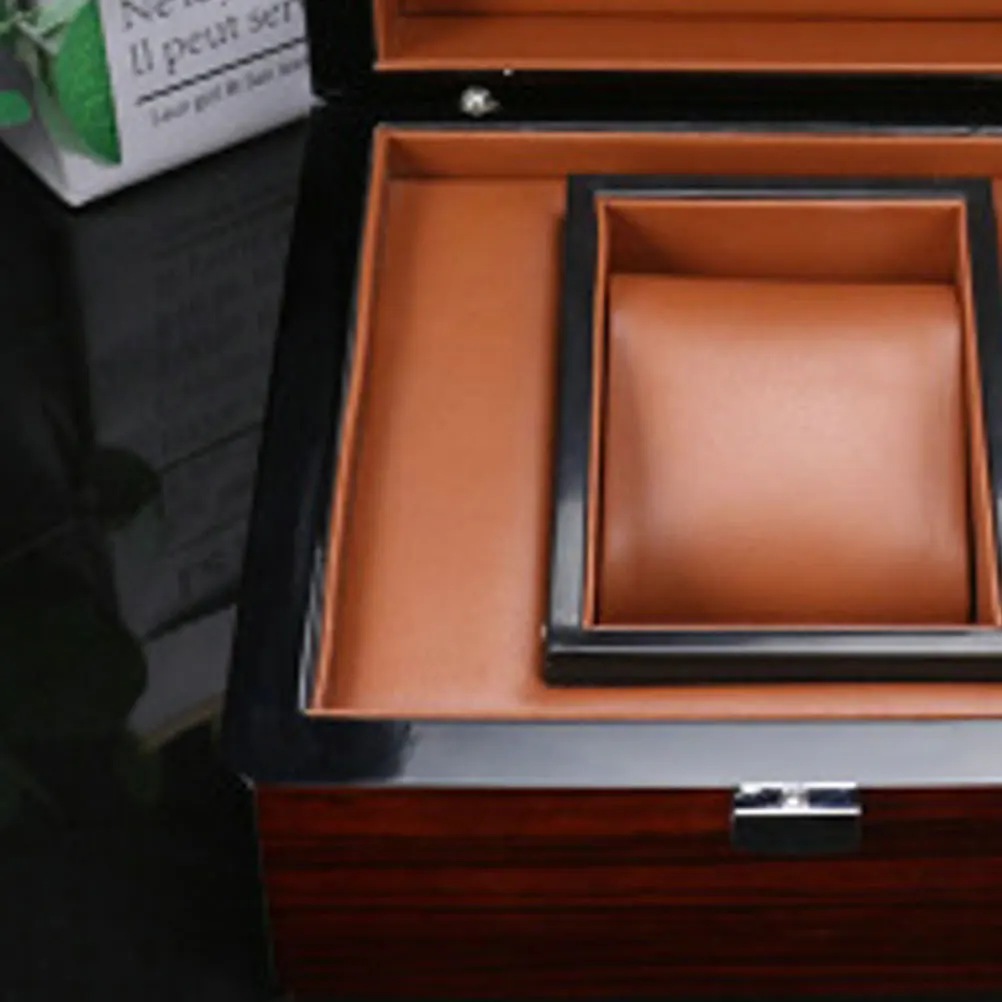 

Elegant Wooden Watch Box Jewelry Organizer Detachable Pillows for Watches Accessories Display Personal Business Use