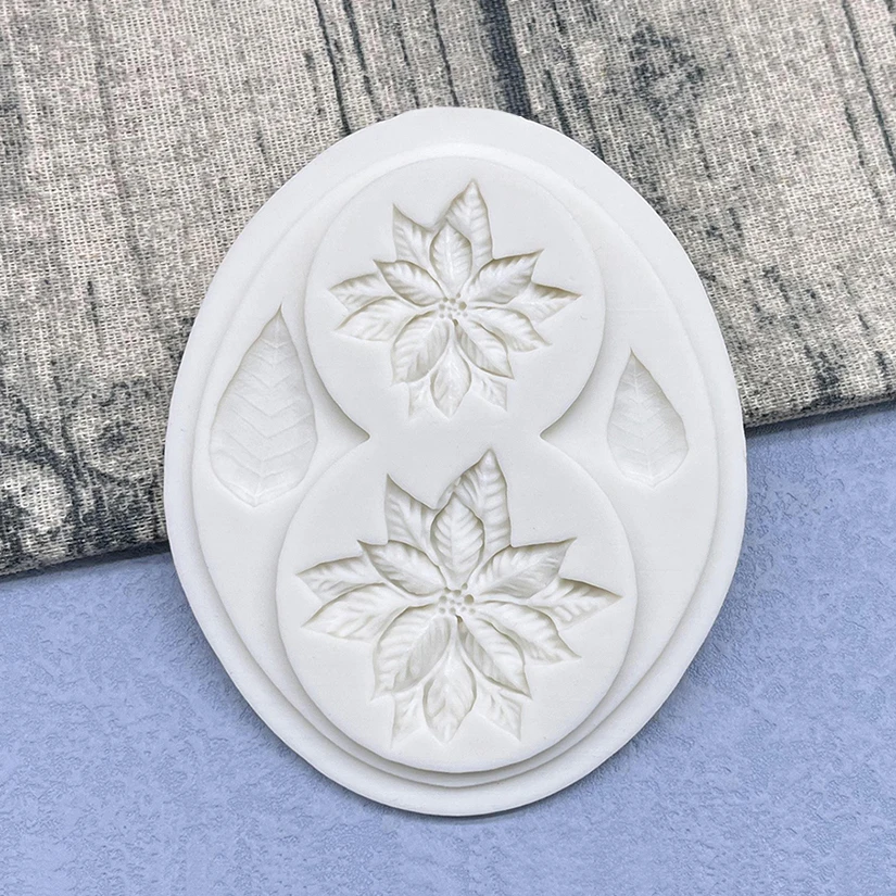 Poinsettia Christmas Flower Silicone Cake Baking Mold Sugarcraft Chocolate Cupcake Resin Tools Fondant Cake Decorating Tools