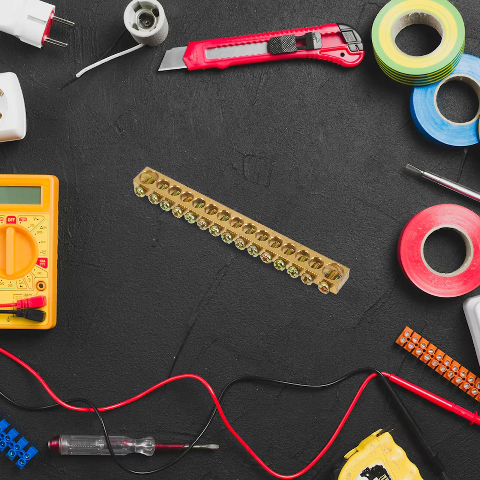 

15-Holes Heavy Duty Terminal Bus Bar Ground Bus Bar for Distribution Cabinet Power Distribution Terminal Blocks