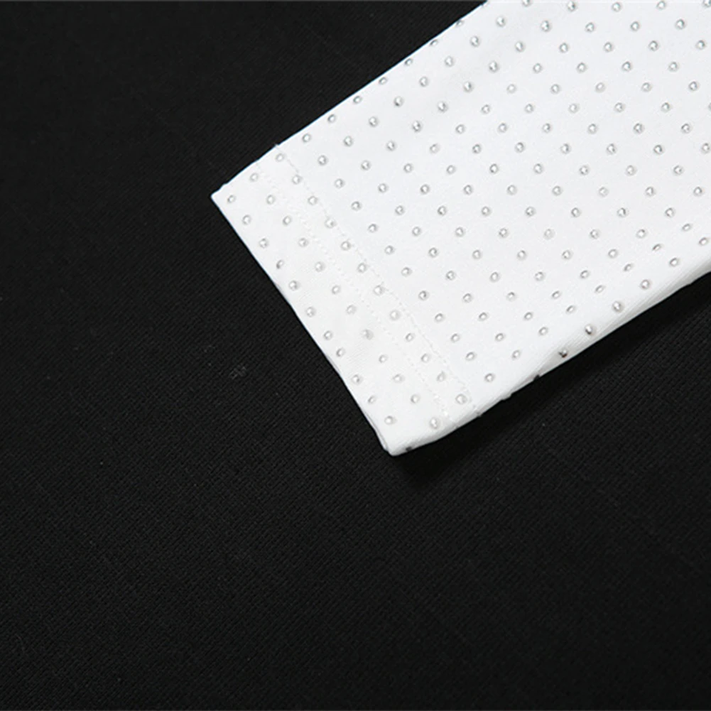 العلامة التجارية الجديدة النساء قمم جميع المواسم عارضة طاقم الرقبة الساخن الماس البوليستر مثير تصميم أنيق تنوعا نمط يوميا